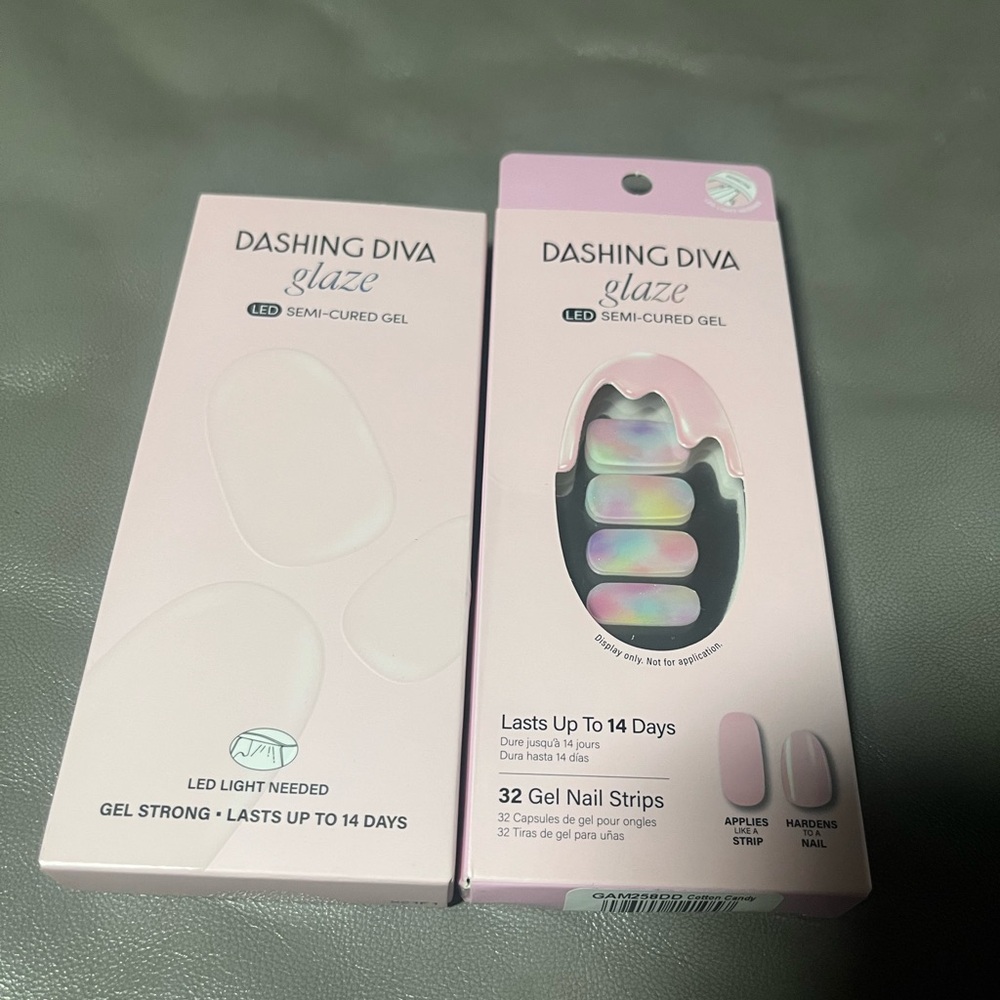Dashing Diva Glaze LED Semi-Cured Gel Nail Strips - Iridescent Pink